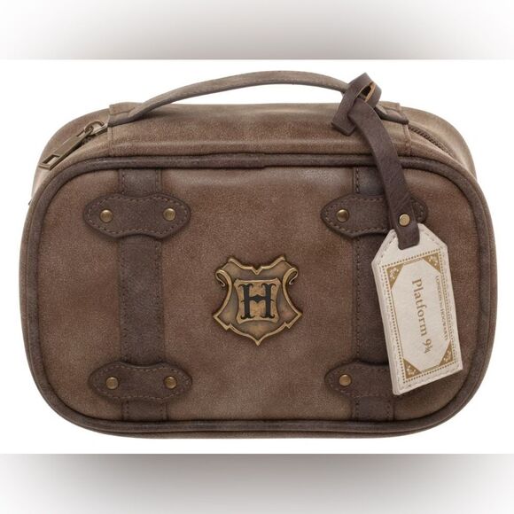 Wizarding World of Harry Potter Small Brown Trunk Travel Cosmetic Bag NWT - Picture 1 of 7